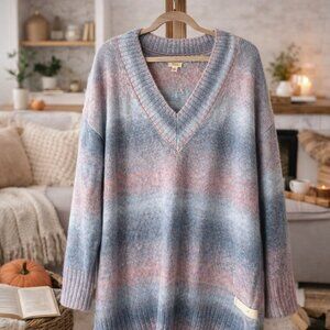 A.N.A. 1X Oversized V-Neck Space Dye Sweater NWT
